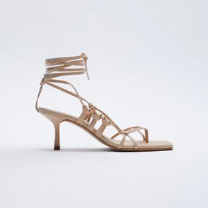 NWT! Zara strappy leather heeled sandals